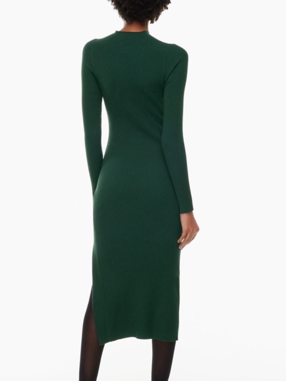 Wilfred Aritzia Knit Ribbed Dress Alchemy Hunter Green Scarab Medium Side Slit - Picture 8 of 8